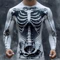 Graphic Skeleton Designer Casual Subculture Men's 3D Print T shirt Tee Sports Outdoor Holiday Going out T shirt Light Grey Dark Gray Gray Long Sleeve Crew Neck Shirt Spring Fall Clothing Apparel S