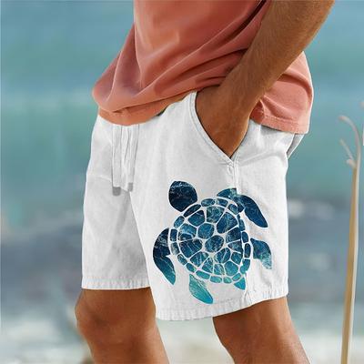 Men's Animal Turtle Marine Life Swim Trunks Swim Shorts Board Shorts Mid Waist Vacation Hawaiian Holiday Vacation Holiday Beach Drawstring with Mesh lining Elastic Waist Designer Clothing Apparel