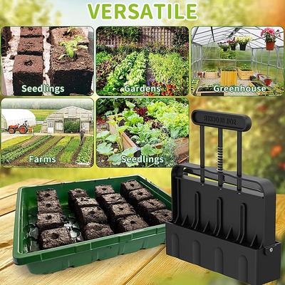 Upgraded Soil Blocker, Soil Block Maker with Comfortable Handel ABS 4 Cell Soil Blocking Tool for Seed Starting Germination