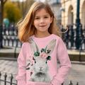 Girls' 3D Animal Rabbit Bunny Sweatshirt Long Sleeve 3D Print Summer Fall Fashion Streetwear Adorable Polyester Kids 3-12 Years Outdoor Casual Daily Regular Fit