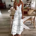 Women's Casual Dress Summer Dress Floral Graphic Print Strap Long Dress Maxi Dress Streetwear Street Holiday Sleeveless Regular Fit Black White Cream Summer S M L XL 2XL