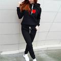 Women's Hoodie Tracksuit Pants Sets Heart Outdoor Casual Black Pink Wine Print Drawstring Long Sleeve Warm Sports Hooded Regular Fit Fall Winter