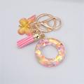 New Exquisite 26 Letter Resin Keychain with Pink Tassel Gradient Butterfly Pendant Key Ring Women Bag Ornaments Accessories Gift