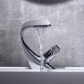 Robinet d'évier de salle de bains, mitigeur cascade de nouveauté, robinets de lavabo à poignée unique, robinets de bain à un trou avec tuyau d'eau chaude et froide