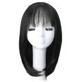 Black Wigs for Women Long Synthetic Wigs with Bangs Natural Straight Wavy Dark Brown/Black Wigs for Women Cosplay Wigs Heat Resistant Fiber Wigs 22 Inch ChristmasPartyWigs