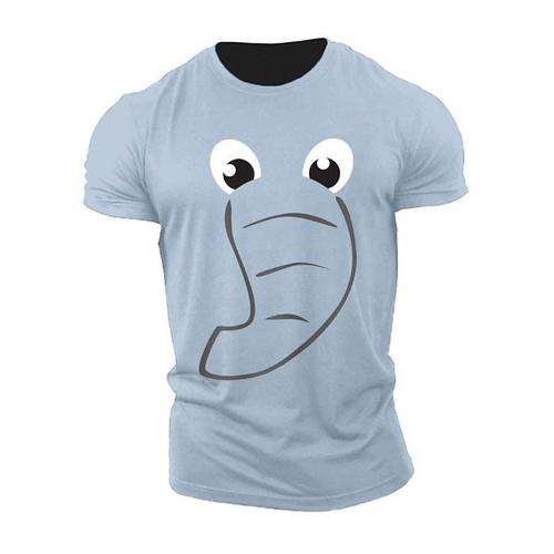 Men's Animal Elephant T Shirt Tee Top 100% Cotton Short Sleeve Graphic Shirt Heather Gray Black Red Comfortable Tee Sports Outdoor Holiday Fashion Designer Clothing