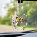 Love Angel Winged Bird Car Pendant, Universal Rearview Mirror Pendant, 2D Acrylic Hanging Pendant, Suitable for Motorcycle Keychain Decoration, Valentine's Day Gift