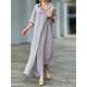 Women's Shirt Dress Casual Dress Cotton Linen Dress Maxi long Dress Linen Cotton Blend Basic Modern Daily Weekend Shirt Collar Button 3/4 Length Sleeve Summer Spring 2023 Loose Fit Gray Plain S M L XL