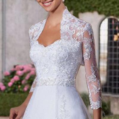 Shawl Wrap Wedding Guest Women's Wrap Mother's Wraps Pure Elegant Long Sleeve Lace Wedding Wraps With Pure Color For Party Evening All Seasons