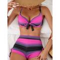 Women's Bikini Swimwear 2 Piece Swimsuit Printing Ombre Color Pink Black Gradient Beach Wear Spaghetti Straps Bikini Holiday Bathing Suits