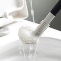 1pc Silicone Toilet Brush Golf Brush Head With No Dead Corner On Both Sides Soft Hair Cleaning Toilet Brush Toilet Curved Toilet Brush