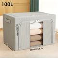 1PC Oxford Cloth Waterproof Storage Box Foldable Steel Frame Storage Box Transparent Window Storage Box Wardrobe Storage Box Car Storage Box Desktop Storage Box Moving Storage Box