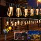 Solar String Lights Outdoor Waterproof 3.5M 10 Bulbs Shatterproof Bulbs Patio Lights Retro Style Solar Powered Hanging Lights for Garden Yard Wedding Party Decor