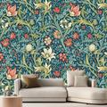 Birds Wallpaper Roll Mural Inspired by William Morris Wall Covering Sticker Peel and Stick Removable PVC/Vinyl Material Self Adhesive/Adhesive Required Wall Decor for Living Room Kitchen Bathroom