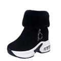 Women's Unisex Boots Snow Boots Suede Shoes Furry Feather Outdoor Daily Solid Colored Fleece Lined Booties Ankle Boots Winter Wedge Heel Hidden Heel Round Toe Sporty Casual Suede Zipper Black Gray