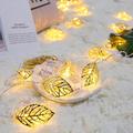 Garland String Lights Gold Leaf Lights 1.5m 10LEDs 3m 20LEDs Holiday LED Lights String Battery Powered Fairy Lights Living Room Garden Wedding Decorative Delivery Without Battery