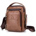 Men's Crossbody Bag Shoulder Messenger Bag Mobile Phone Bag Crossbody Bag Cowhide Daily Office Career Pattern / Print Solid Color Black Brown Coffee