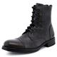 Men's Boots Combat Boots Hand Stitching Walking Vintage Casual Outdoor Daily Faux Leather Waterproof Breathable Comfortable Mid-Calf Boots Lace-up Black Brown Grey Spring Fall
