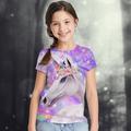Kids Girls' T shirt Tee Short Sleeve Horse Unicorn Rainbow 3D Print Graphic Animal Print Rainbow Children Tops Summer Active Cute Causal 2-13 Years