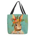 Women's Tote Shoulder Bag Canvas Tote Bag Polyester Shopping Daily Easter Print Large Capacity Foldable Lightweight Rabbit Pink Blue Green