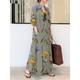 Women's Shirt Dress Casual Dress Cotton Linen Dress Maxi long Dress Linen Cotton Blend Modern Style Daily Weekend Shirt Collar Button Pocket Long Sleeve Summer Spring 2023 Loose Fit Green Apricot