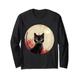 Schwarze Katze mit Mond Katze Motive Schwarze Katze Vintage Langarmshirt