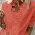 camicetta da donna camicia scollo a v lattuga bordo semplice moderno scollo a v regolare primaveraamp; autunno verde blu bianco arancione