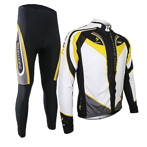 Arsuxeo Per uomo Manica lunga Maglia con pantaloni da ciclismo Elastene Silicone Poliestere Nero / Rosso Viola Giallo Collage Bicicletta Completo tuta Tenere al caldo Traspirante Pad 3D Asciugatura