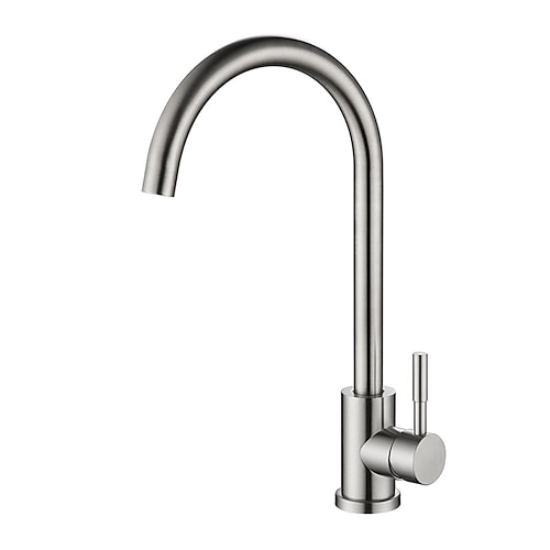 rubinetto da cucina in acciaio inossidabile, nichel spazzolato autoportante monocomando monoforo beccuccio standard arco alto rubinetto girevole a 360 ° per lavabo da bagno con interruttore acqua