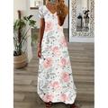 abito lungo maxi da donna abito casual abito estivo abito stampato moda streetwear all'aperto vacanza quotidiano stampa manica corta scollo a V abito vestibilità regolare nero bianco rosa estate primavera s m l xl xxl