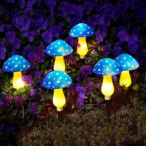 luci a fungo da giardino impermeabili esterne solari 6led 8 modalità illuminazione giardino prato cortile villa passerella patio paesaggio vacanza decorazione luce
