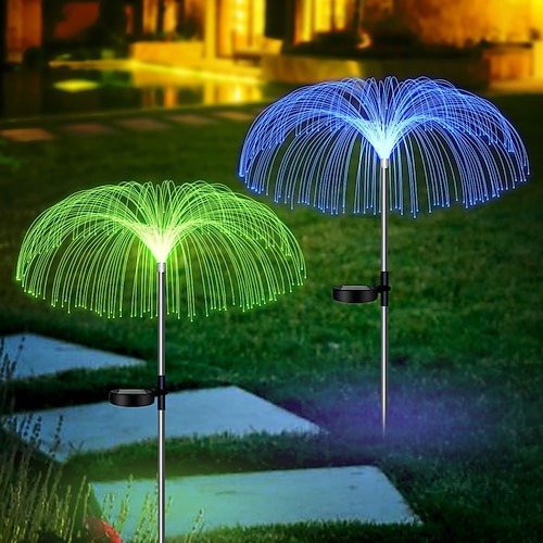 lampada per meduse a doppio strato in fibra solare lampada da giardino decorativa per giardino a induzione con presa a terra per esterni