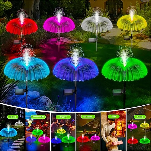 Lampada Solare A Led Per Meduse Lampada A Fungo A Reed Lampada Da Giardino Per Esterni Lampada Da Giardino Con 7 Cambiamenti Di Colore Impermeabile Patio Cortile Percorso