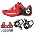 SIDEBIKE Per adulto Scarpe da ciclista con pedale e tacchetto Scarpe da bici da corsa Fibra di carbonio Ammortizzamento Ciclismo Rosso Per uomo Scarpe da ciclismo / Maglia traspirante