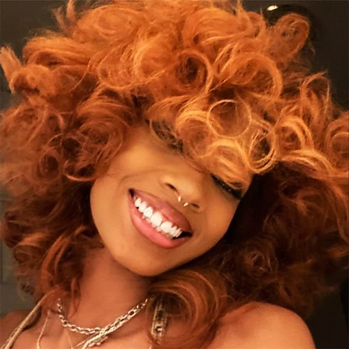 parrucche ricci corti per donne nere parrucca riccia nera morbida con frangia ricci afro crespi parrucca sintetica dall'aspetto naturale resistente al calore per parrucche da festa di natale per