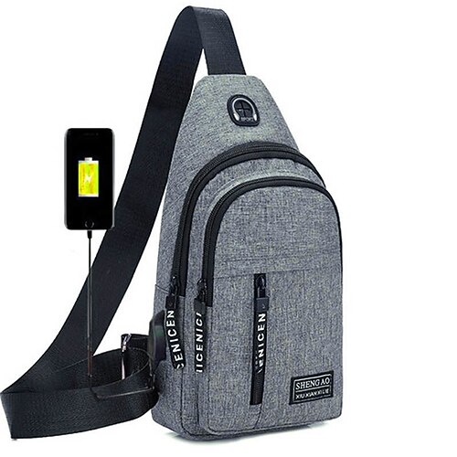 Borsa a tracolla da uomo con porta di ricarica USB: borsa a tracolla multitasche e di grande capacità per il rientro a scuola
