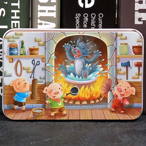 Puzzle di legno per bambini puzzle da 60 pezzi in scatola di ferro puzzle per educazione prescolare giocattoli in legno regalo di Natale