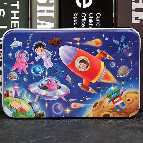 Puzzle di legno per bambini puzzle da 60 pezzi in scatola di ferro puzzle per educazione prescolare giocattoli in legno regalo di Natale