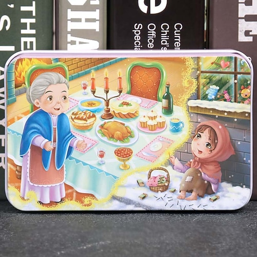 Puzzle di legno per bambini puzzle da 60 pezzi in scatola di ferro puzzle per educazione prescolare giocattoli in legno regalo di Natale