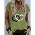 Maglietta a cuore per donne di San Valentino tops regolari basic manica corta collo a V stampa vestibilità regolare weekend di San Valentino rosso blu viola verde grigio