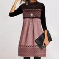 abito casual da donna abito midi blu rosa grigio manica lunga stampa geometrica stampa inverno autunno dolcevita abito casual autunno di base 2023 s m l xl xxl 3xl 4xl 5xl