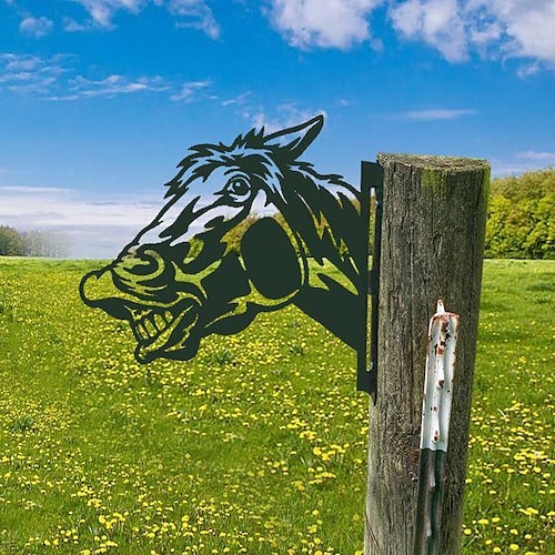 animali metallo giardino art decor, divertente mucca che fa capolino sculture da parete in metallo arte del ferro battuto resistente alle intemperie mucca segno esterno giardino agriturismo arredamento mucca parete arredamento
