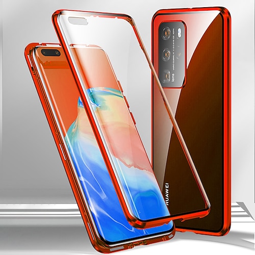custodia magnetica in vetro a doppia faccia per huawei p50 pro p40 p30 lite pro nova 8 pro protezione trasparente 360 cassa del telefono cellulare custodia protettiva ad assorbimento magnetico in