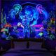arazzo a luce nera reattivo ai raggi UV che brilla al buio festa fluorescente neon astronauta psichedelico trippy nebbioso appeso arazzo arte murale per soggiorno camera da letto