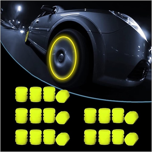 16 pezzi tappi stelo valvola pneumatico fluorescente, coprivalvola aria ruota auto accessori esterni luminosi per auto fresco notturno per auto, bicicletta, moto, suv, camion e bici