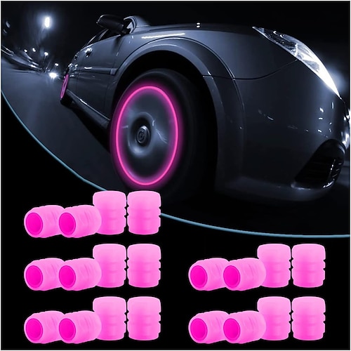 16 pezzi tappi stelo valvola pneumatico fluorescente, coprivalvola aria ruota auto accessori esterni luminosi per auto fresco notturno per auto, bicicletta, moto, suv, camion e bici