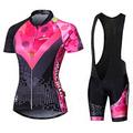 Malciklo Per donna Manica corta Maglia con salopette corta da ciclismo Estate Elastene Licra Poliestere RosaBianco Viola Giallo Geometrico Formale Taglie forti Bicicletta Maglietta / Maglia Calze