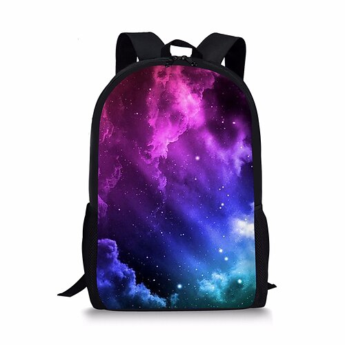 Zaino con stampa galassia – resistente ed elegante zaino scolastico con nebulosa spaziale, spallacci regolabili in tessuto oxford, ampia capacità, cerniera, ideale come regalo per il ritorno a scuola – spazioso zaino con design a notte stellata