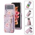 telefono Custodia Per Samsung Galaxy Z Flip 6 Z Flip 5 Z Flip 4 Z Flip 3 Borsa a Mano Custodia Portafoglio Flip Cerniera Con Tracolla Removibile Grafico Fiore Pelle PU