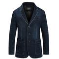 per uomo blazer giacca di jeans giacca di jeans giacca sportiva cappotto sportivo per uscire collo button down casual quotidiano giacca capispalla tinta unita azzurro blu navy / cotone / cotone